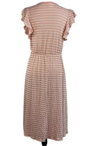 Caution to the Wind  Medium Midi Dress Faux Wrap Stretch Hi-Low V-Neck Cap Sleeve