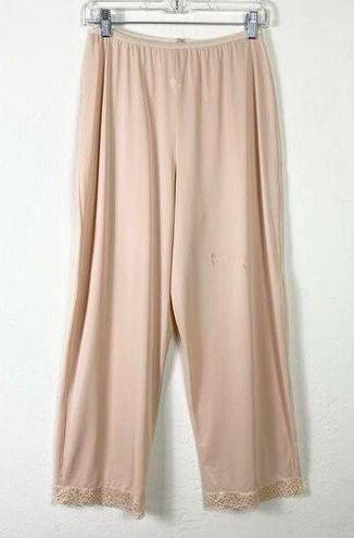 Vassarette Vintage  Beige Lace Hem Full Length Slip Pants Size 7/8