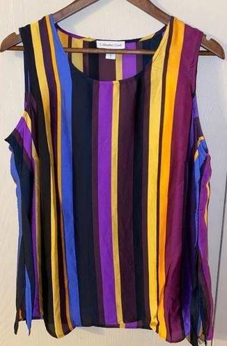 Coldwater Creek  Flowy Tank Striped in Deep Vibrant Colors - size