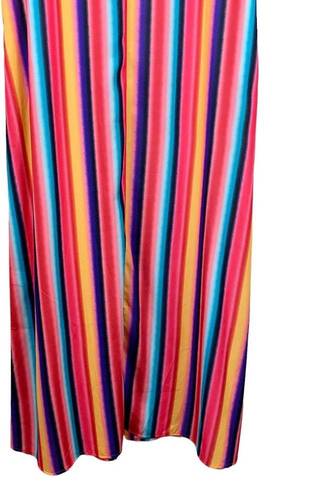 Nana Macs  Shirt Dress Maxi Colorful Bright Stripes Button Front Size S