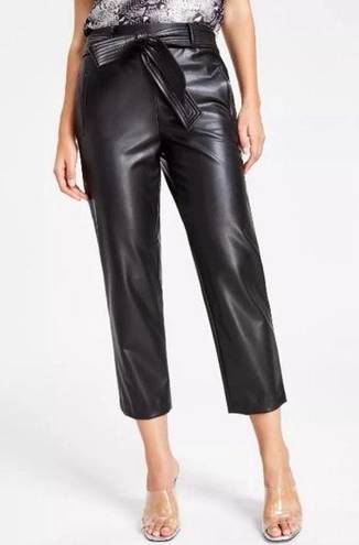 Bar III Black Leather Ankle Pants XL