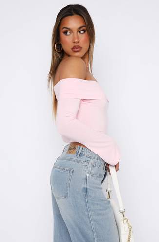 White Fox Boutique White Fox Keep Saying Sorry Long Sleeve Top Baby Pink Off The Shoulder