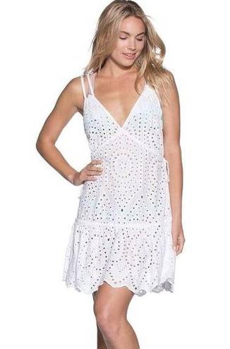 Maaji  Beach Swimsuit Cover Up Eyelet Mini Dress White Size Large Dreamy Boho