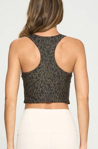 Evolution and creation EVCR | Kendall - Deep Agave Snow Leopard Compression Crop Tank