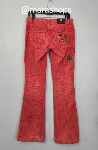 Antik Denim  VTG Y2K Coral Embroidered Corduroy Low Rise Flares Pants