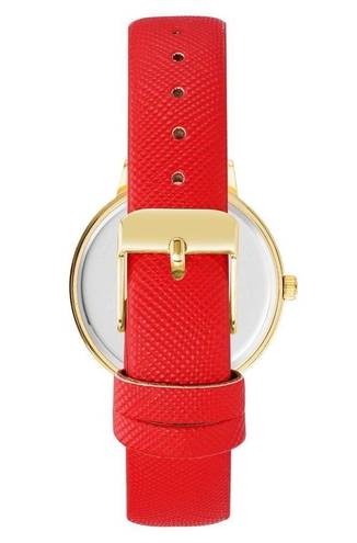 Juicy Couture NWT  Gold & Red Leather Band Rhinestone Watch