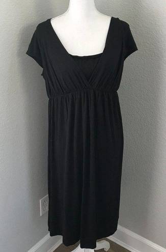 Isabel Maternity  by Ingrid Short Sleeve Cross Front Nursing Black Dress Large