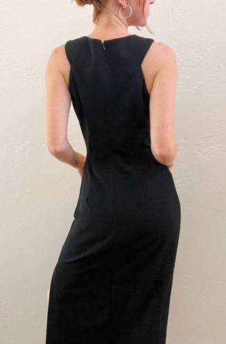 Joseph Ribkoff Vintage 1970's  Black Star Sleeveless Side Slit Maxi Gown