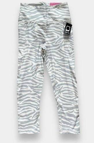 Gottex New  PeachSkin Collection White Silver Zebra Capri Leggings Small NWT