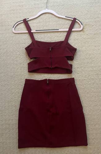 Urban Outfitters UO Cut-Out Cropped Two-Piece Set Maroon 