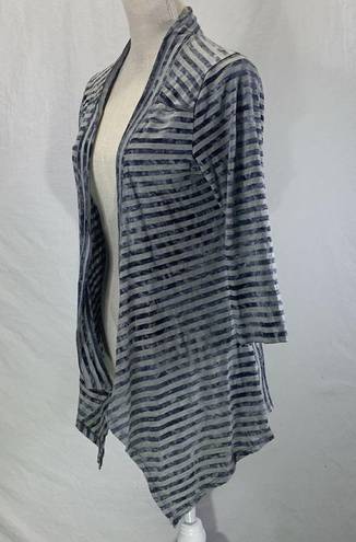 Live and let live  Open Front Asymmetrical hem Gray Striped Cardigan Size Medium