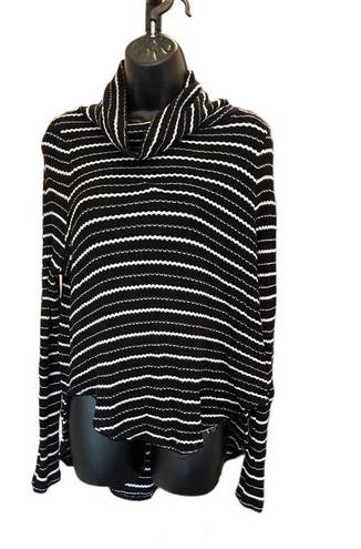 We The Free FREE PEOPLE Black and White Kristina Waffle Knit Turtleneck Sweater - si…