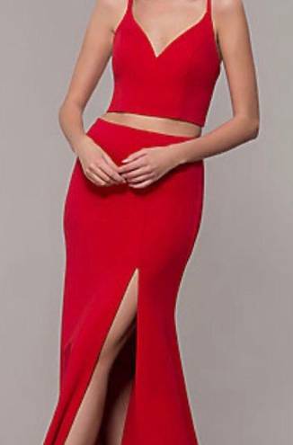 PromGirl Red Two Piece Prom Dress