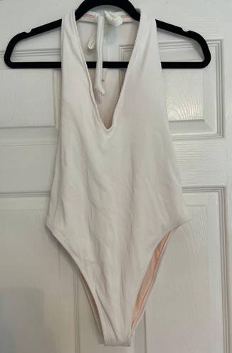 Aerie Plunge White One Piece Swimsuit