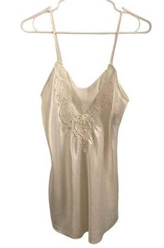 Vintage Dentelle Satin Nightgown Slip in White