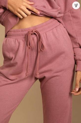 Lulus NWT  Boat House Drawstring Jogger Sweatpants in Mauve Pink