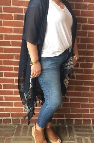 Torrid  Navy & White Tassel Boho Vibe Kimono