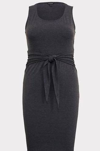 Torrid CHARCOAL GREY JERSEY TIE FRONT SHIFT DRESS