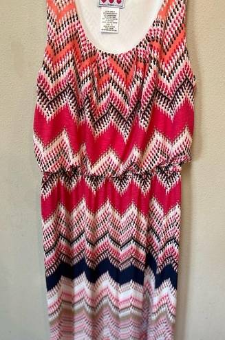 Three Pink Hearts  Trixxie Women’s Pink Striped Boho Maxi Dress Stretch Small