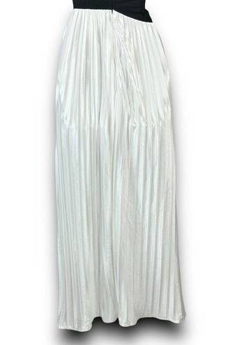 NEW Commense Strapless Asymmetrical Pleated Maxi Dress Black White Size Small