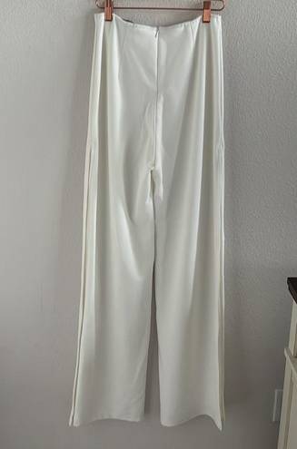 Lulus  White Wide Leg Side Slit Split Leg Pants Back Zip Lined Small