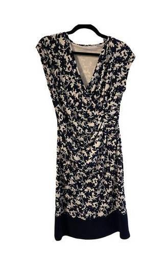 Krass&co NY& Stretch Floral Dress Navy Blue/White Size Small