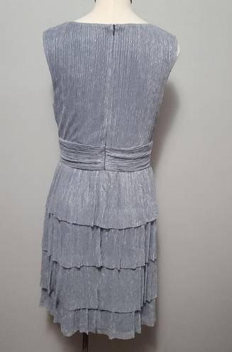 Connected Apparel  silver plisse tiered midi dress size 12