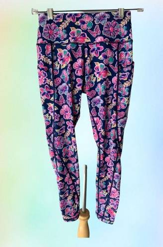 Simply Southern  colorful ladies floral athletic leggings Small elastic waist