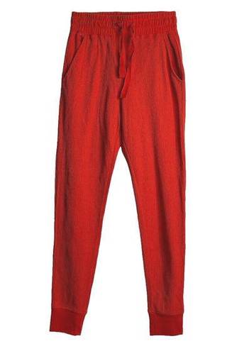 Zyia  Active Pants Womens Medium Orange Red Don't Wake Me Thermal Waffle Joggers