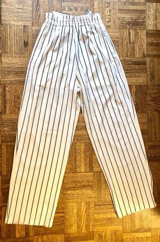 HYFVE Front-Tie White/Black Striped Paper Bag Pants