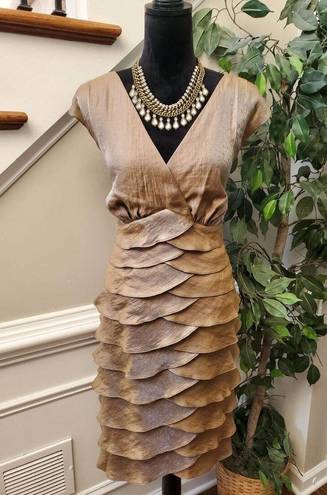 London Times  Women's Brown Rayon V-Neck Sleeveless Knee Length Dress Size 14W