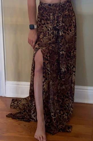 LIONESS NWT Princess Polly/ Nasty gal leopard animal print chiffon High Waisted maxi skirt