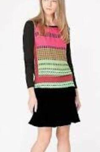 Hale Bob  Black Geometric Print Blouse Top Small