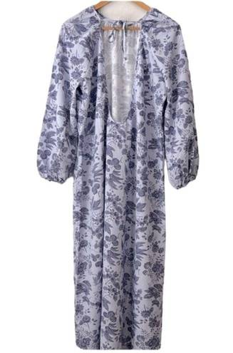 Hill House  the Simone Dress lilac Tonal Floral Long Sleeve Maxi XS NWT
