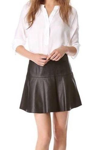 Vince  Black Lambskin Leather Flare Mini Skirt | Size 2