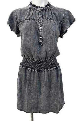 Rails  Womens Chambray Smocked A Line Dress acid wash Black Size Large