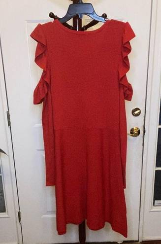 INC Nwot  BRICK RED COLD SHOULDER SWEATER DRESS, MEASUREMENTS PROVIDED