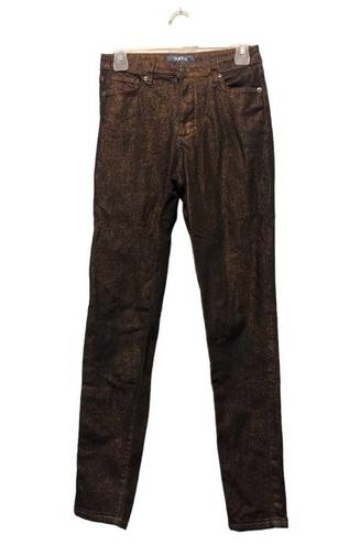 Modcloth  Metal Dipped and Dapper Skinny Jeans in Bronze Brown Size 6