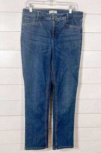 J.Jill  Women's Smooth Fit Whiskered Cotton Blended Straight Leg Jeans Blue 12