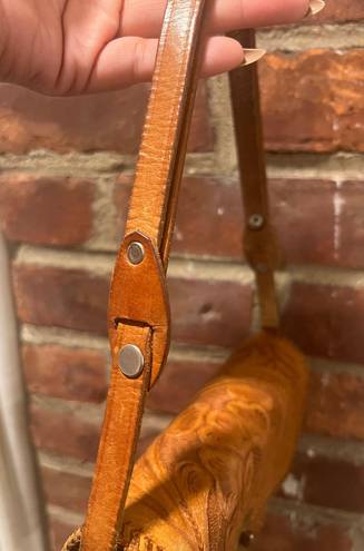 Vintage Tooled Leather purse Tan