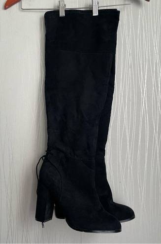 mix no. 6  Praha Black Over the Knee Heeled Boot Size 11