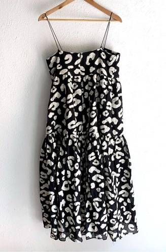 Hunter Bell Camden Tiered Maxi Dress Onyx Cheetah Jacquard Print NWT Sz Medium
