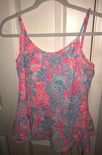 Lilly Pulitzer Pink And Blue Floral Tank