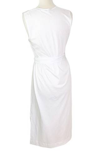 Vince  Sleeveless Pima Cotton Midi Faux Wrap 
Dress In Optic White Size L NWT