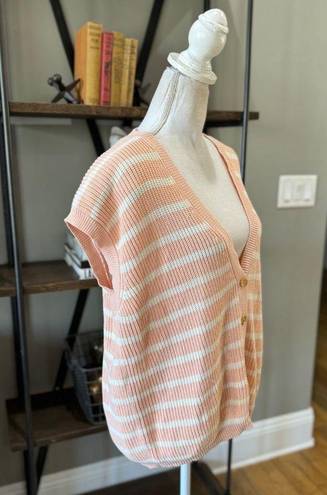 Emporio Armani  Striped Button Front Cardigan Sweater Vest Peach Womens Size Smal