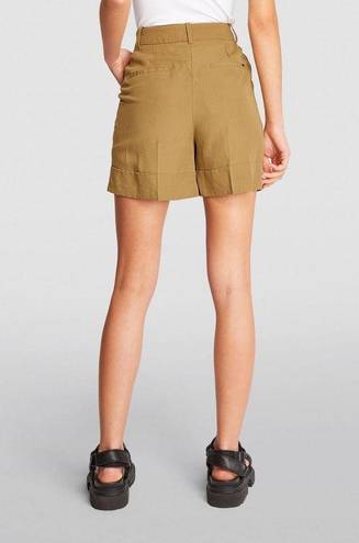 ALLSAINTS  Linen-Blend Deri Lyn Shorts Women's 12 Tan Pleated Wide Leg NWT