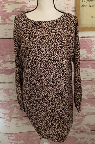 Loft Leopard Print Long Sleeve Scoop Neck Dress in a size XS