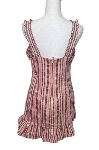 Alexis  Womens Brandy Mini Dress in Rose Stripe Wide Ruffle Shoulder XL New NWT