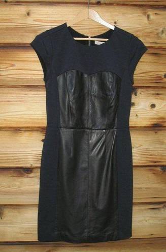 Rebecca Taylor Black Leather Bustier Sheath Dress