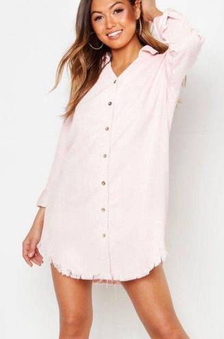 Boohoo Pink Corded Shacket Dress